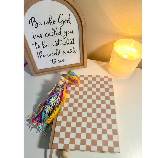 Checkered Tan ESV Journaling Bible- The Steadfast