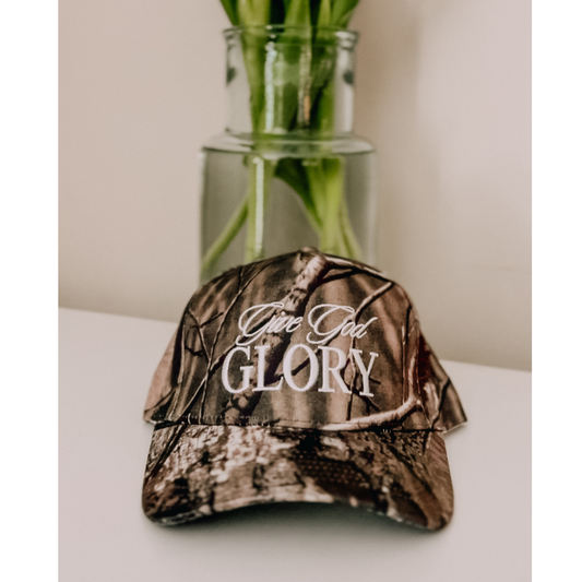 Give God Glory Hat - Christian Trucker Hat , Faith- Based Embroidered Hat