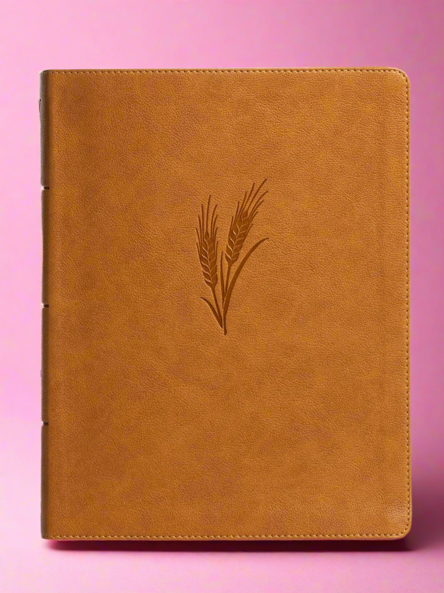 KJV Notetaking Bible, Large Print Edition, Camel LeatherTouch, KJV Holy Bible, Red Letter, Wide Margins, Journaling Space, Single-Column, Reading Plan, Easy-to-Read
