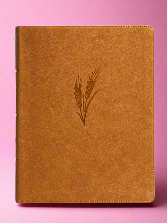 KJV Notetaking Bible, Large Print Edition, Camel LeatherTouch, KJV Holy Bible, Red Letter, Wide Margins, Journaling Space, Single-Column, Reading Plan, Easy-to-Read