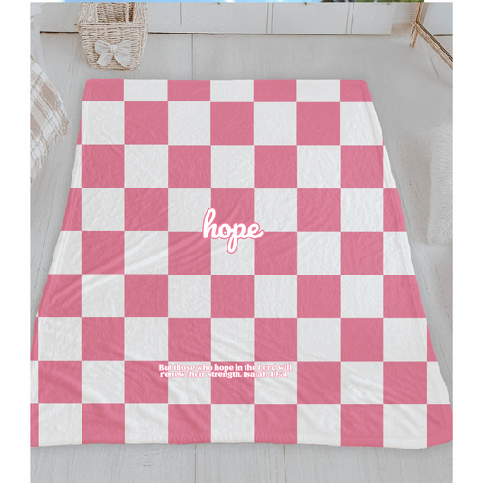 The Hope Blanket | Pink Checkered Comfort