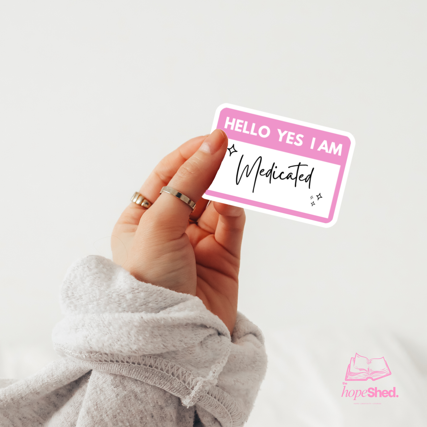 Hello, I Am Medicated | Funny Pink Sticker for Planners, Water Bottles & Journals