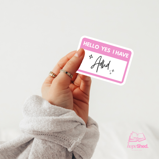 Hello I Have ADHD Sticker – Pink Neurodivergent Awareness Vinyl Sticker