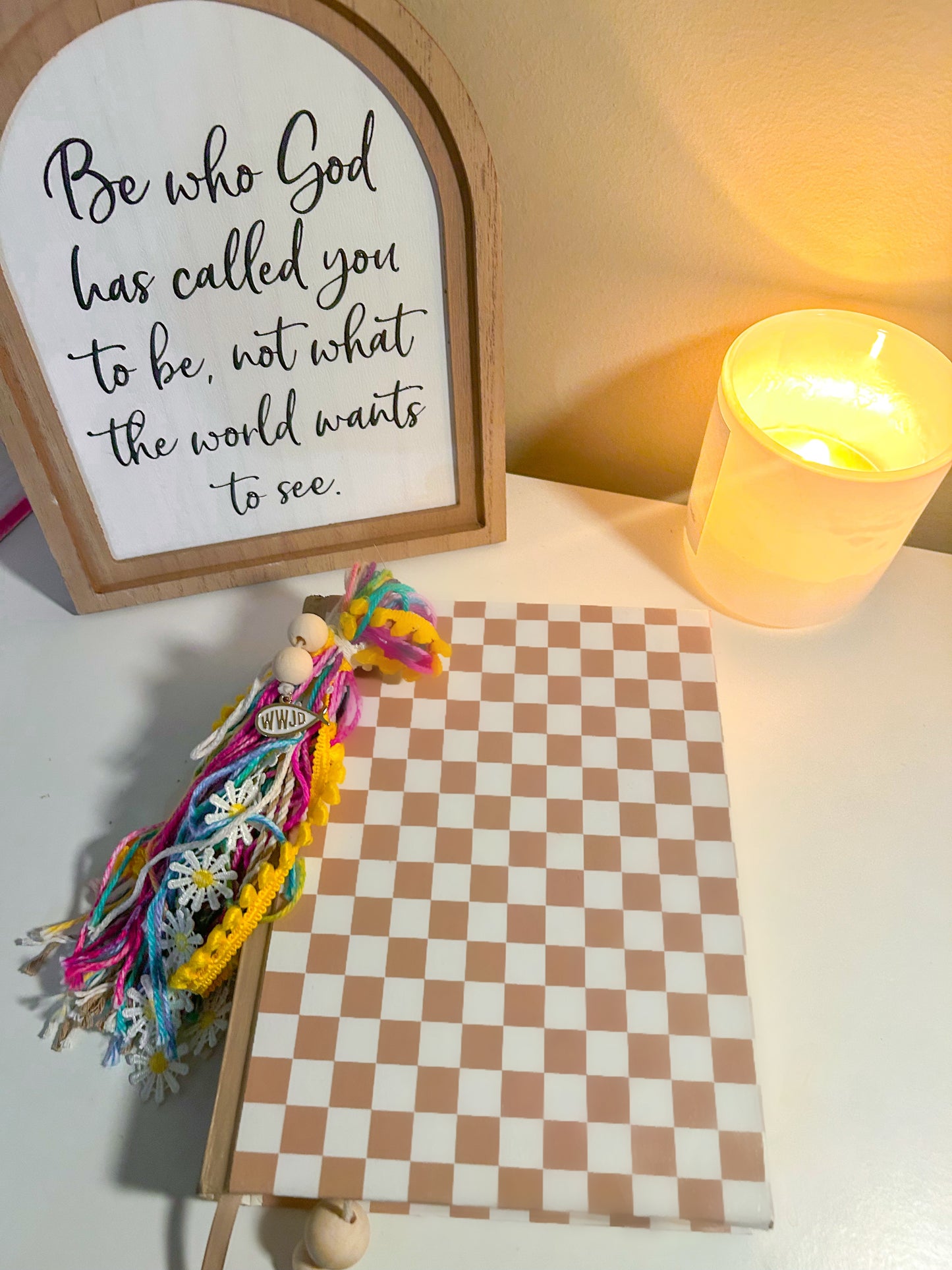 Tan Checkered Note-Taking Bible | ESV Wide Margin Journaling Bible