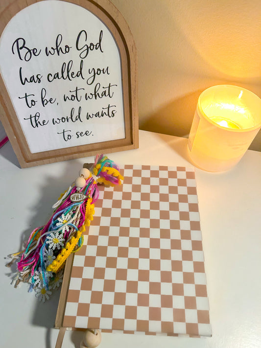 Tan Checkered Note-Taking Bible | ESV Wide Margin Journaling Bible